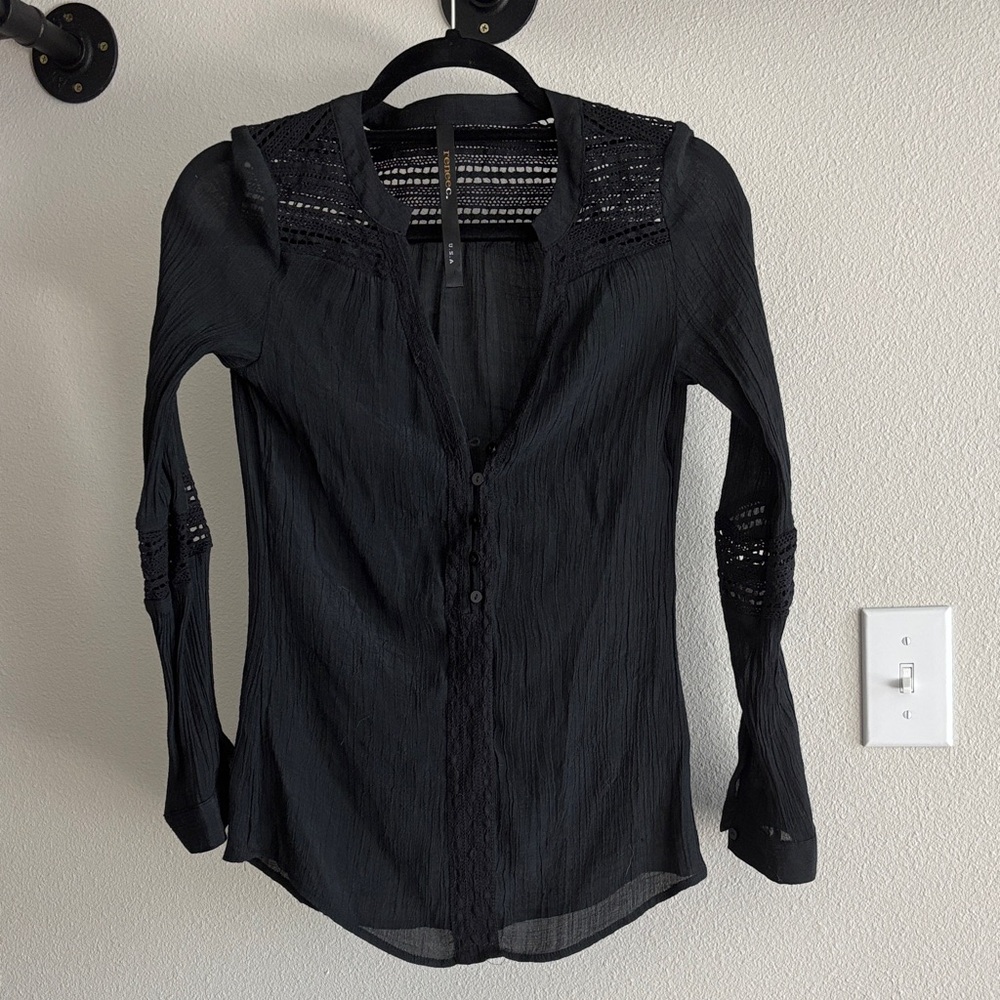 Black Lace Beach Blouse